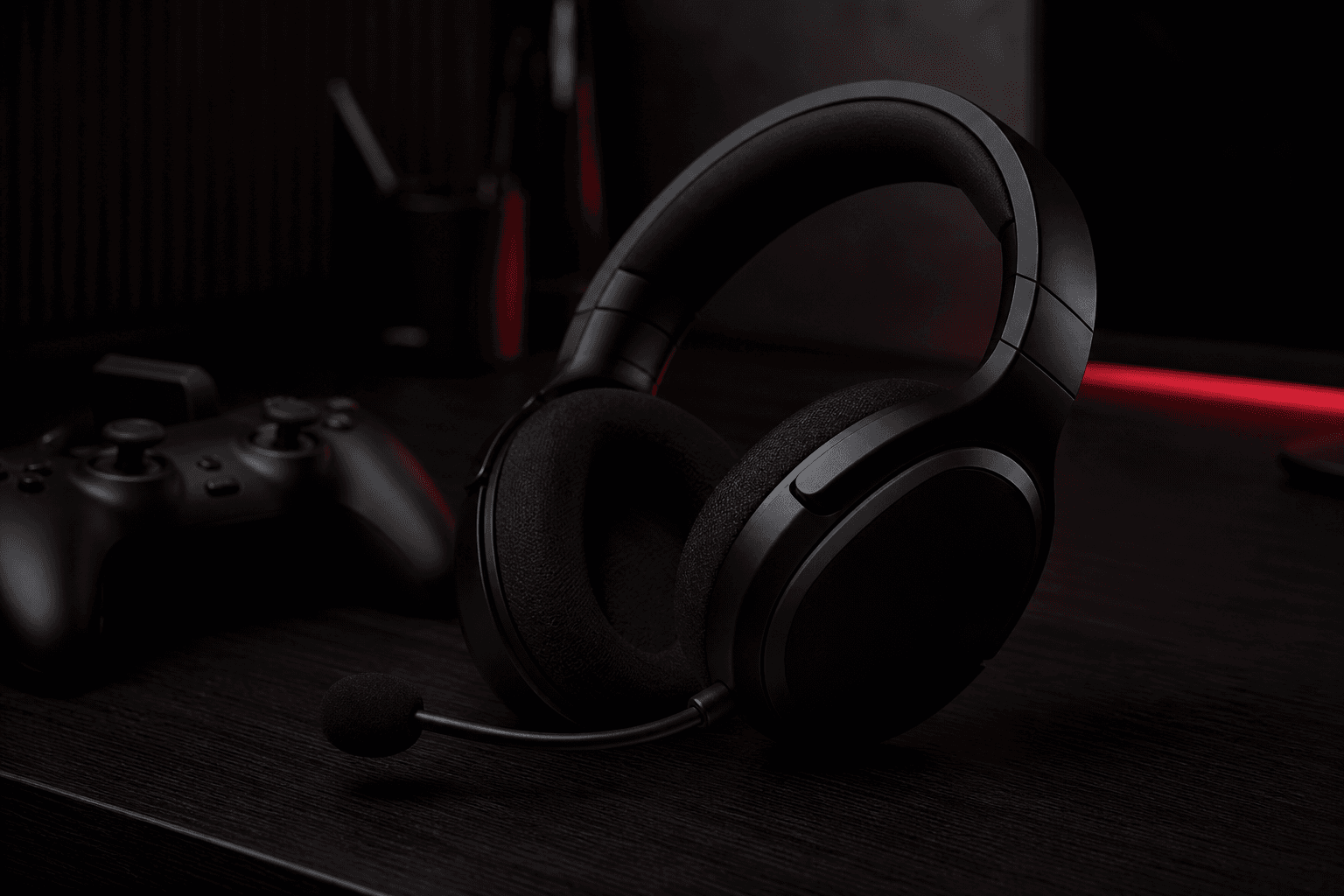 Headset and controller on the desk